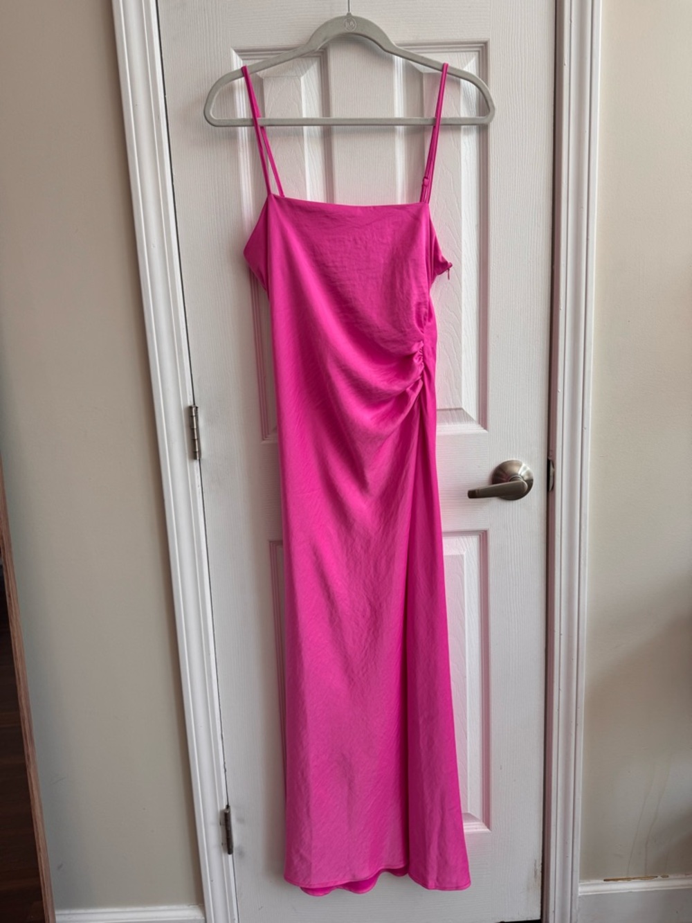 HOUSE OF HARLOW 1960 Hot Pink Satin Maxi Slip Dress Size Medium